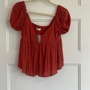Burnt sienna short sleeve blouse
